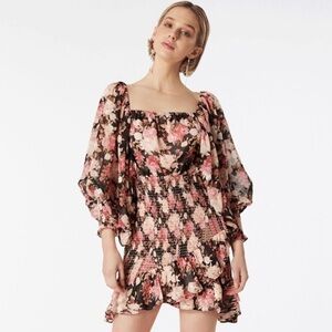 Elliatt Floral Mini Dress in Pink and Black.